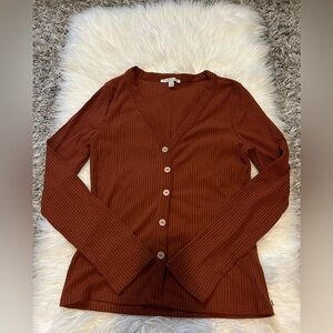 Dark orange ribbed cardigan